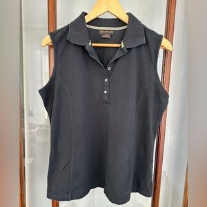 Ariat Women's Polo Shirt Size Large Black Sleeveless Equestrian Golf Preppy